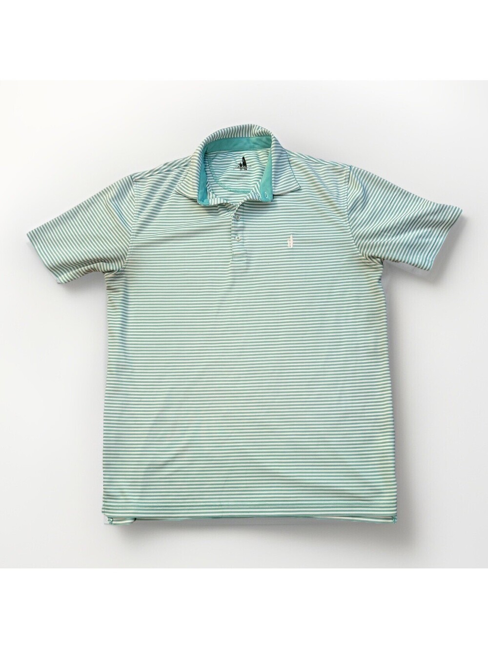Johnnie-O Polo Shirt Mens Large Green/Blue Striped Short Sleeve Polyester